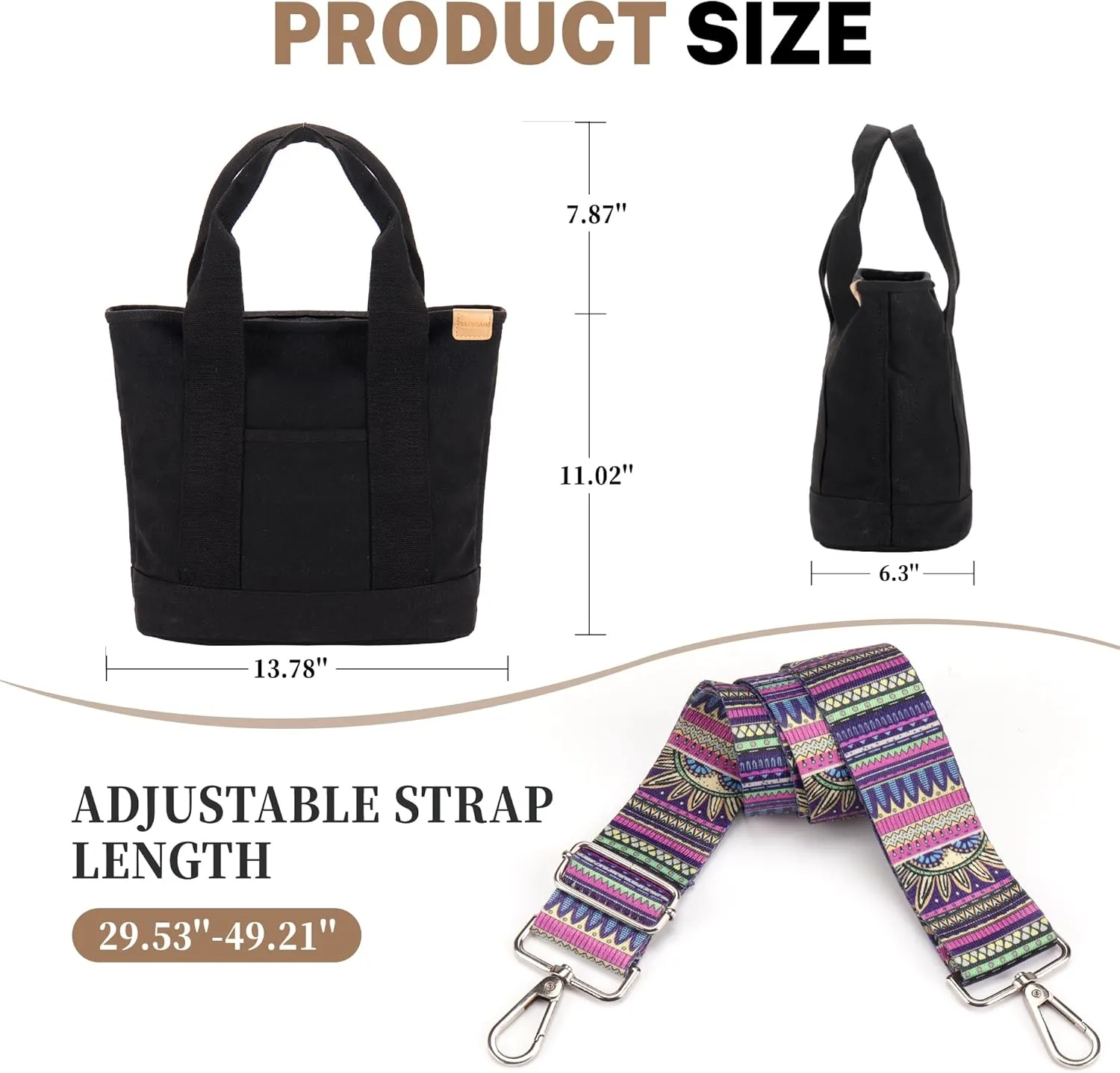Canvas Tote Bag for Women Crossbody Shoulder Work Gym School Travel Tote Bag Satchel Handbags with Zipper and Compartments