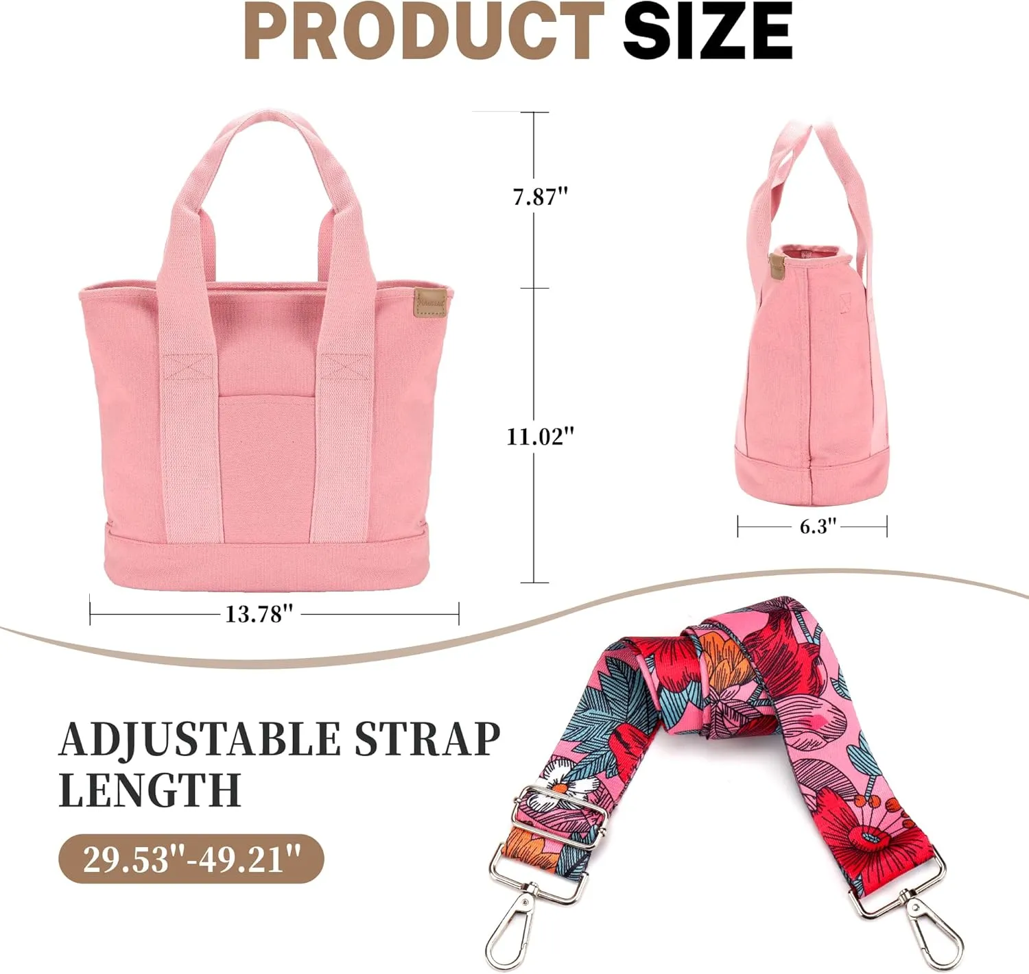 Canvas Tote Bag for Women Crossbody Shoulder Work Gym School Travel Tote Bag Satchel Handbags with Zipper and Compartments