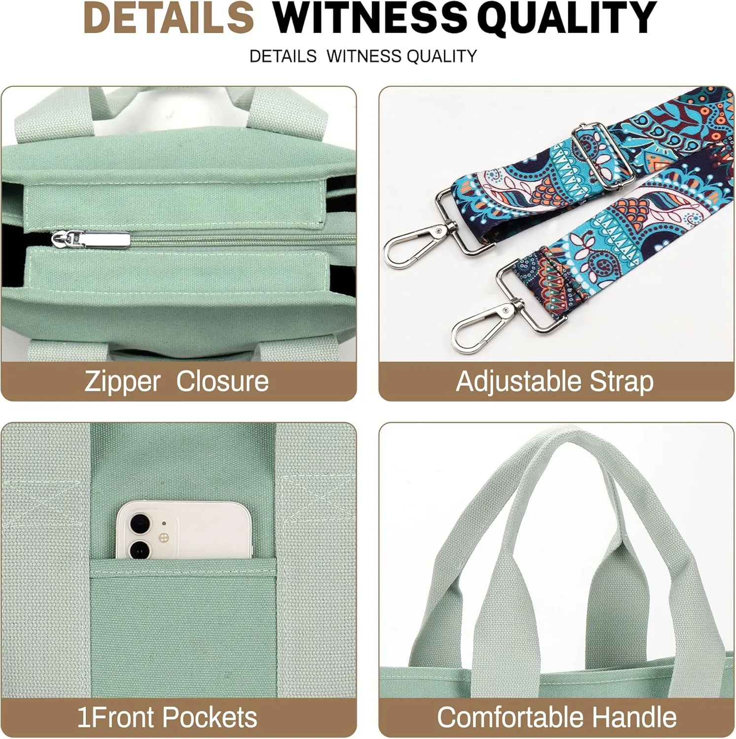 Canvas Tote Bag for Women Crossbody Shoulder Work Gym School Travel Tote Bag Satchel Handbags with Zipper and Compartments