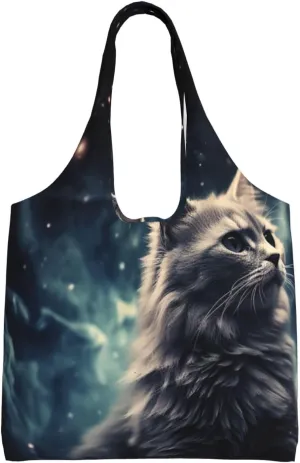 Canvas Tote Bag for Women Purse A cat in a nebula Handbags Totes Crossbody Shoulder Shopping Bag