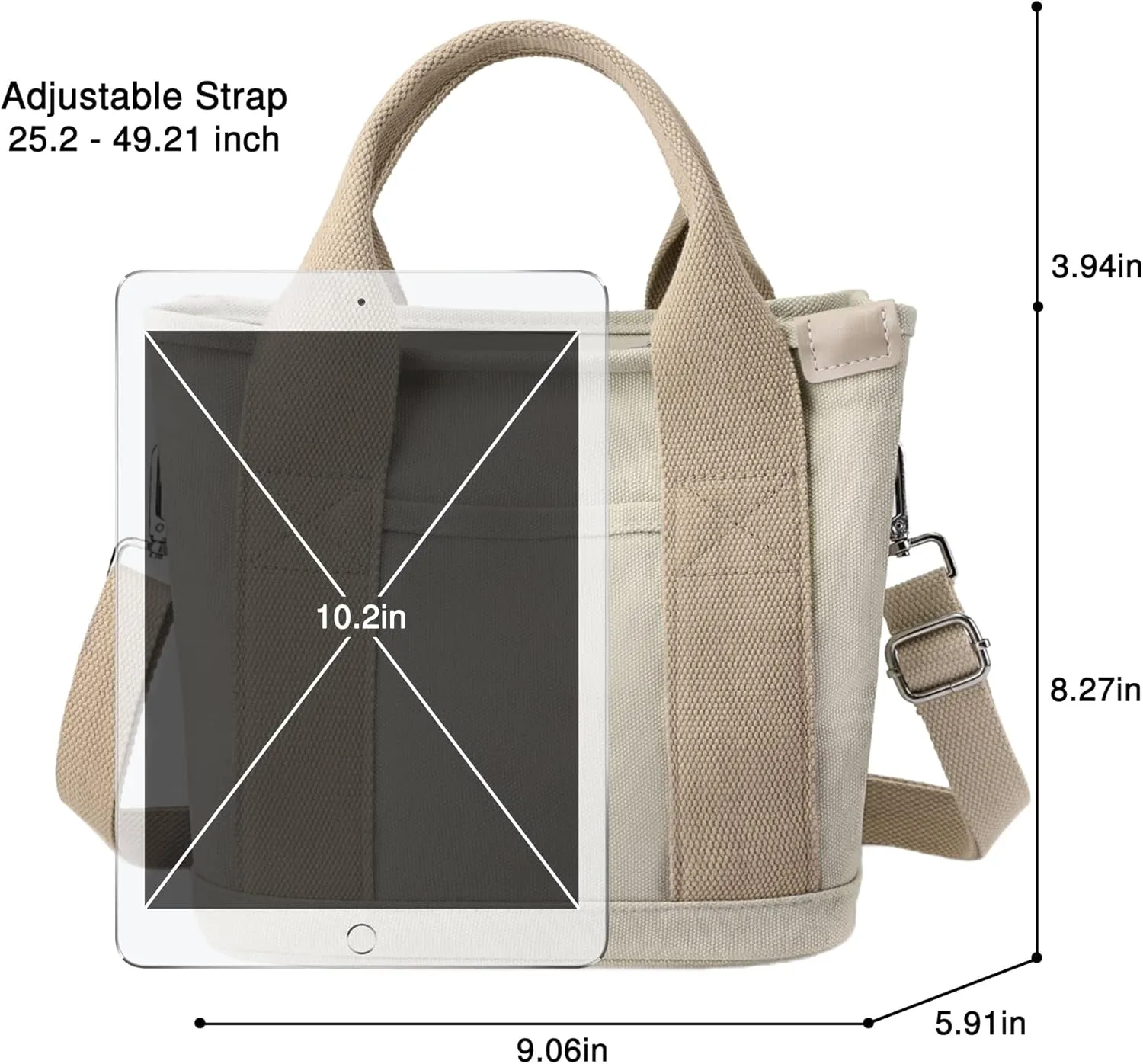 Canvas Tote Bag for Women Stylish Crossboy Handbag Casual Hobo Bag Top Handle Satchel with Multiple Pockets