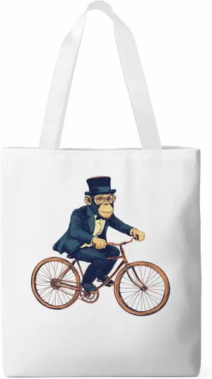 Canvas Tote Bag, Glasses Gorilla Riding Orange Bicycle patterned Canvas Tote Handbags for Women Shoulder Bag,