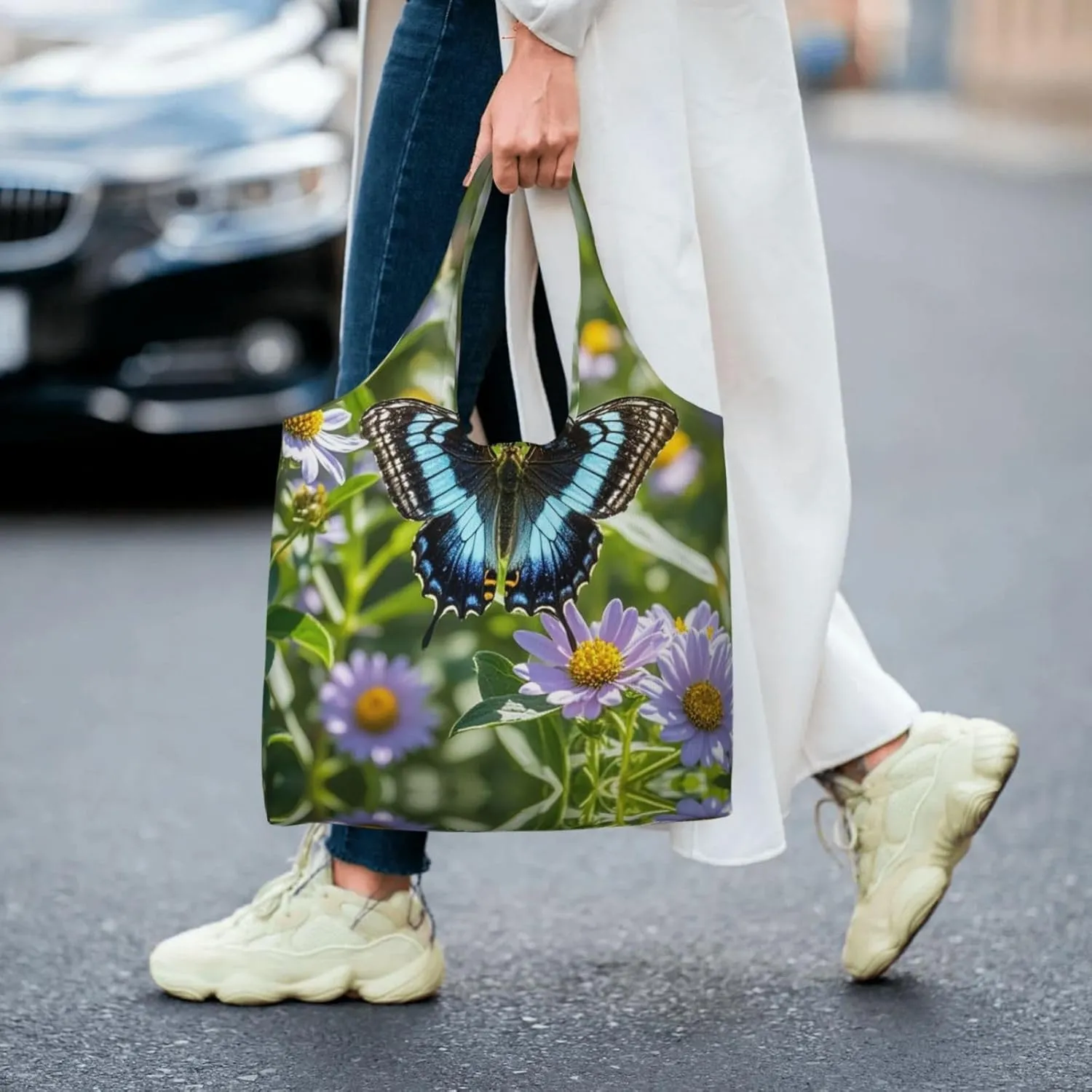 Canvas Tote Bag Lightweight Reusable Grocery Shopping Bag Coconut Tree Handbag for Women Men