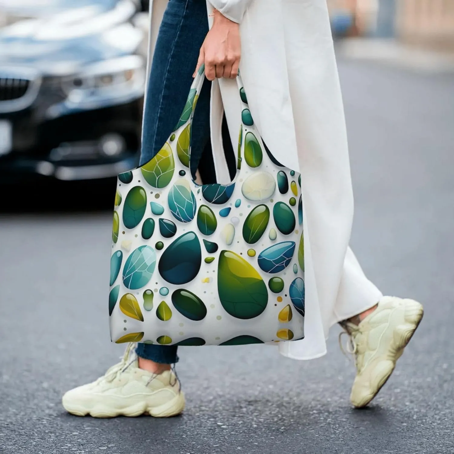 Canvas Tote Bag Lightweight Reusable Grocery Shopping Bag Cute Fox in Winter Handbag for Women Men