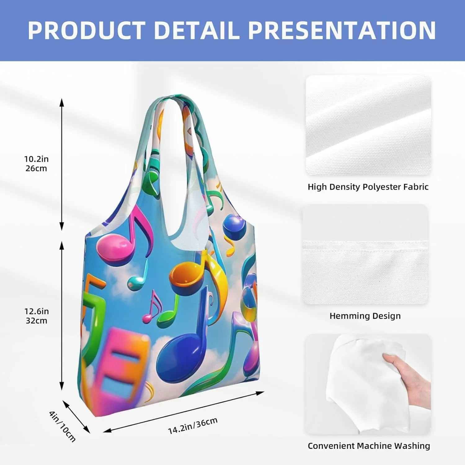 Canvas Tote Bag Lightweight Reusable Grocery Shopping Bag Ocean Sea Animal Shark Handbag for Women Men