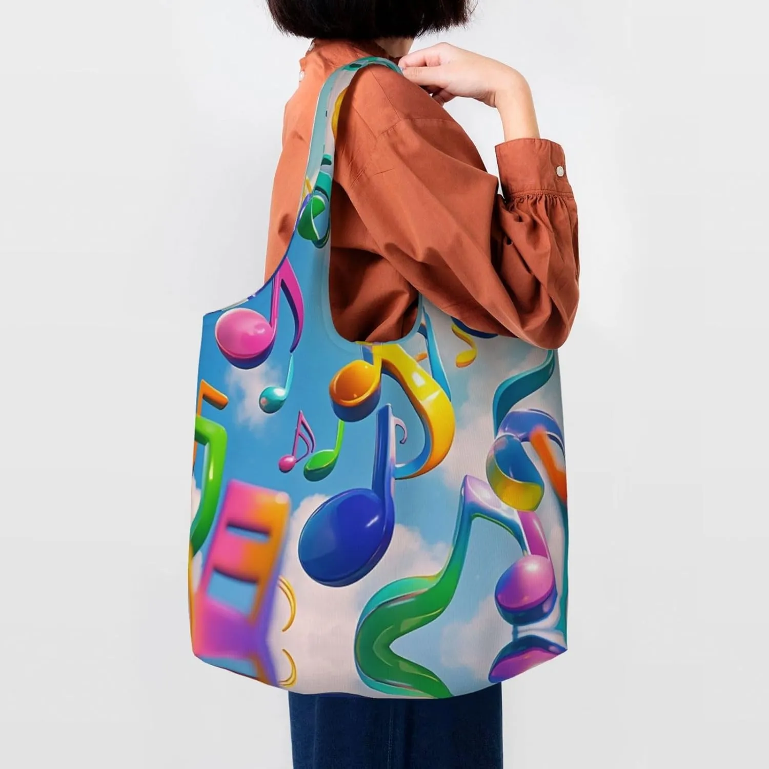 Canvas Tote Bag Lightweight Reusable Grocery Shopping Bag Ocean Sea Animal Shark Handbag for Women Men