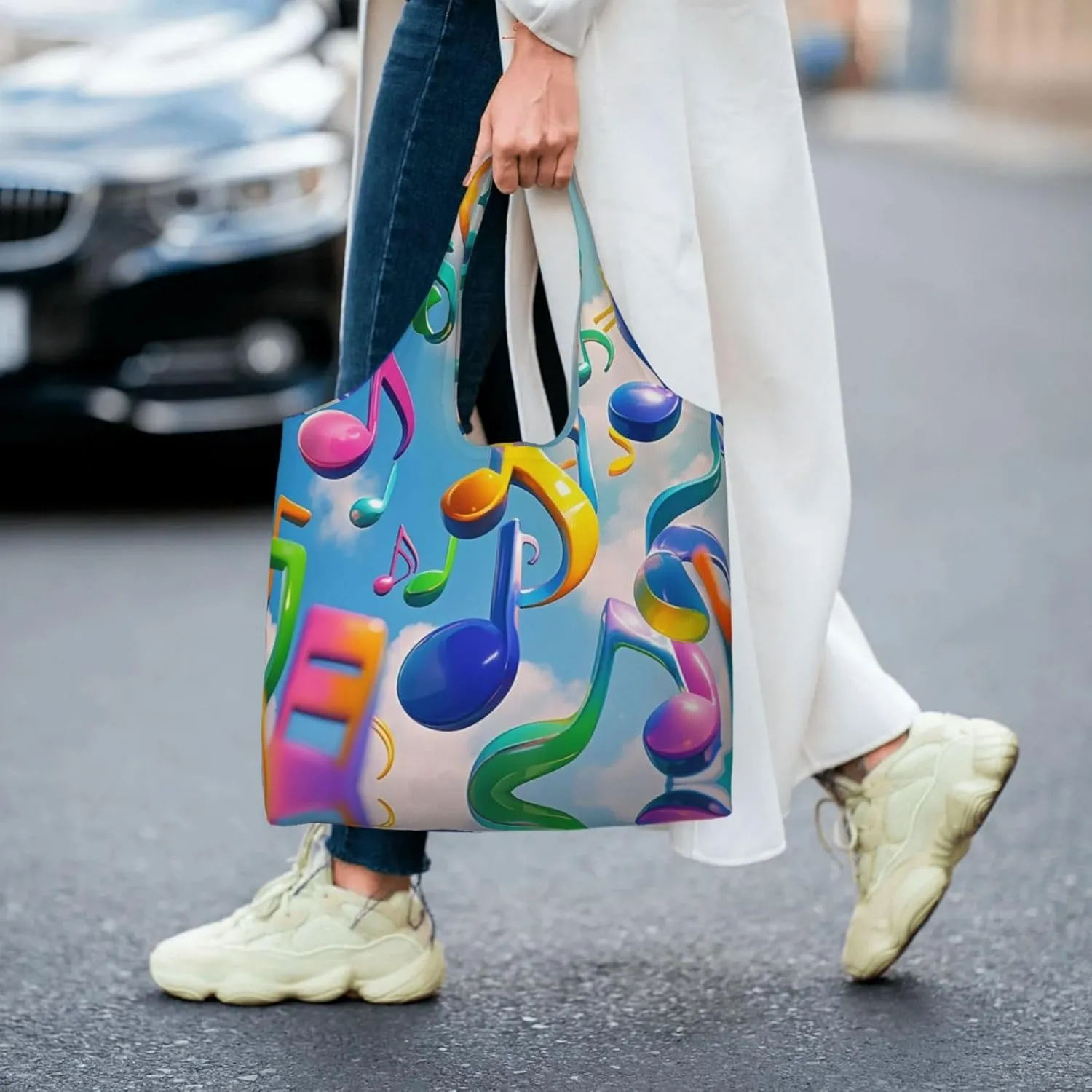 Canvas Tote Bag Lightweight Reusable Grocery Shopping Bag Ocean Sea Animal Shark Handbag for Women Men