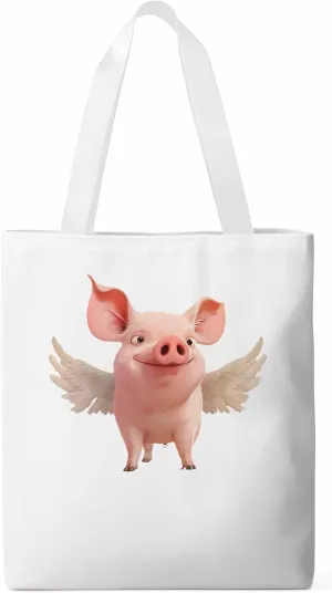 Canvas Tote Bag, Pig Aesthetic Canvas Tote Handbags for Women Shoulder Bag Watercolor Animals