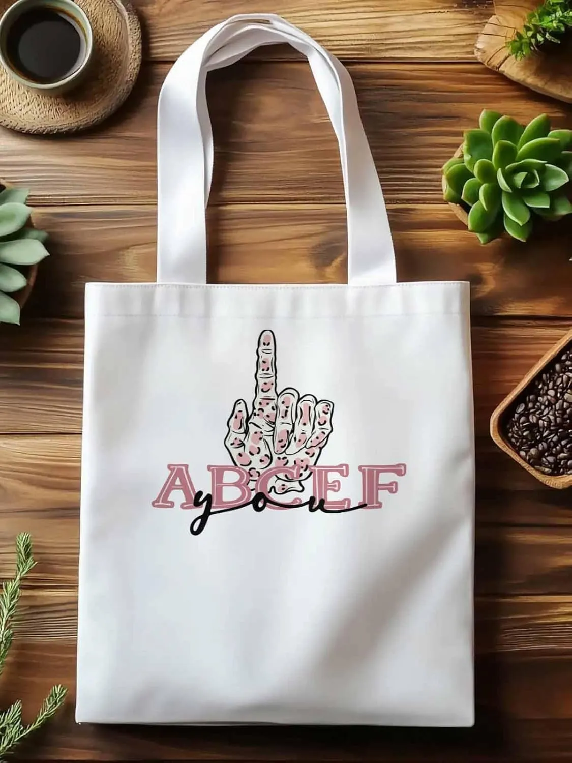 Canvas Tote Bag, Pink Hands Print patterned Canvas Tote Handbags for Women Shoulder Bag,