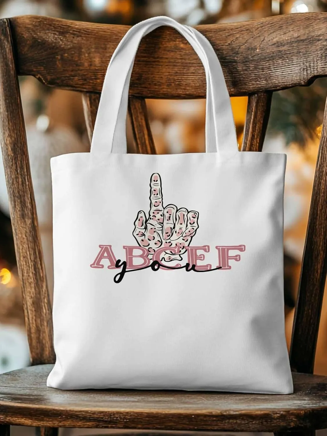 Canvas Tote Bag, Pink Hands Print patterned Canvas Tote Handbags for Women Shoulder Bag,