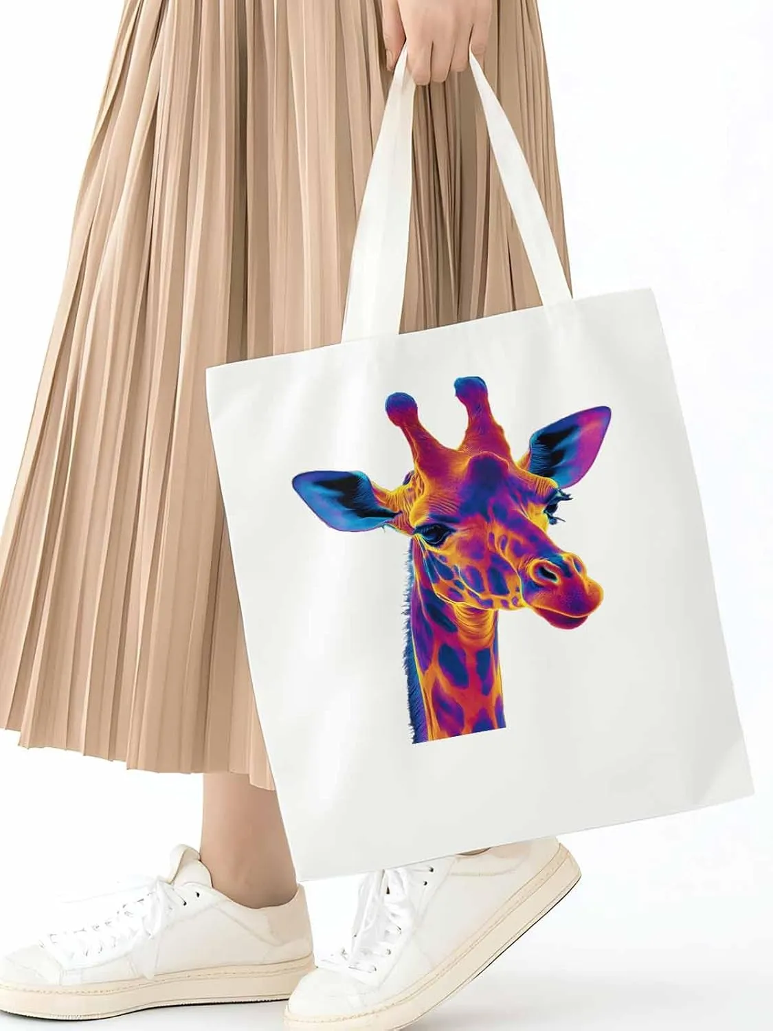 Canvas Tote Bag, Thermal Imaging Giraffe patterned Canvas Tote Handbags for Women Shoulder Bag,