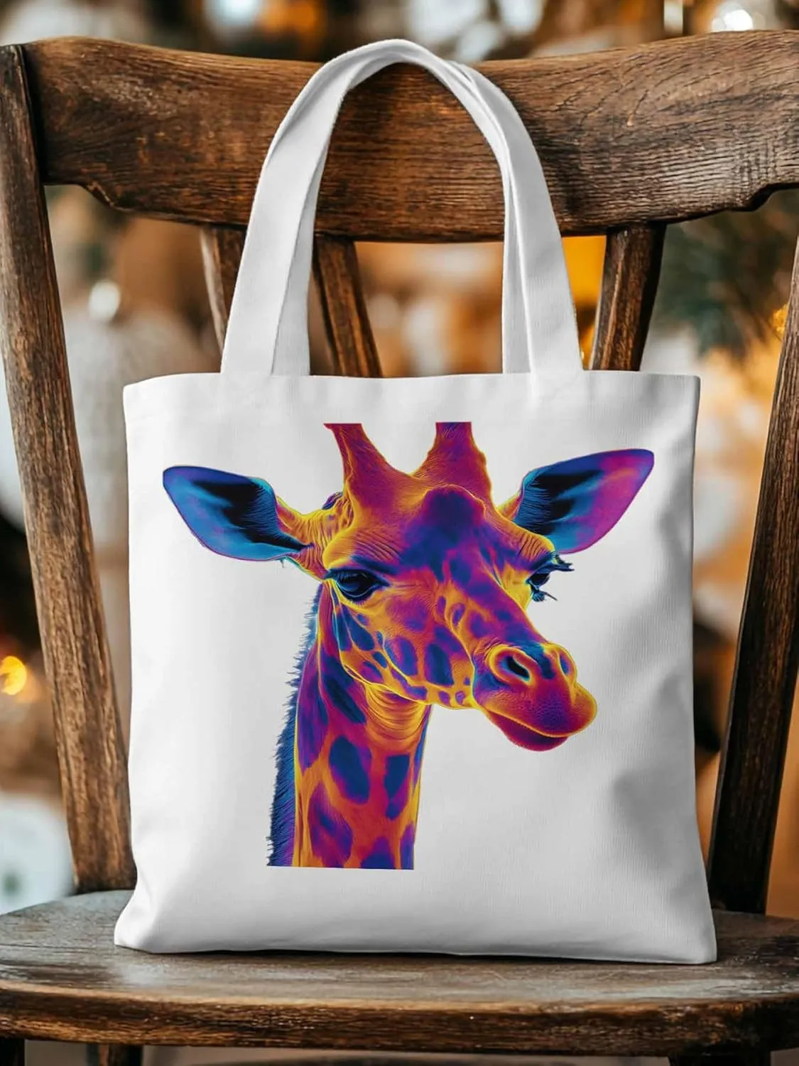 Canvas Tote Bag, Thermal Imaging Giraffe patterned Canvas Tote Handbags for Women Shoulder Bag,