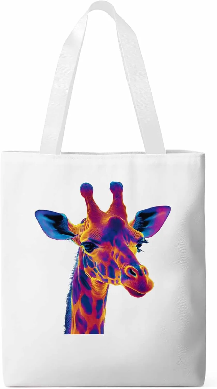 Canvas Tote Bag, Thermal Imaging Giraffe patterned Canvas Tote Handbags for Women Shoulder Bag,