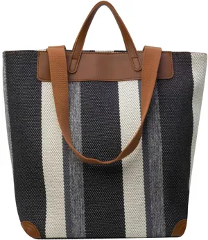 Canvas Tote Bag Tote Bag For Women Tote Bag With Zipper Work Bags For Women Casual Stripes Handbags For Women