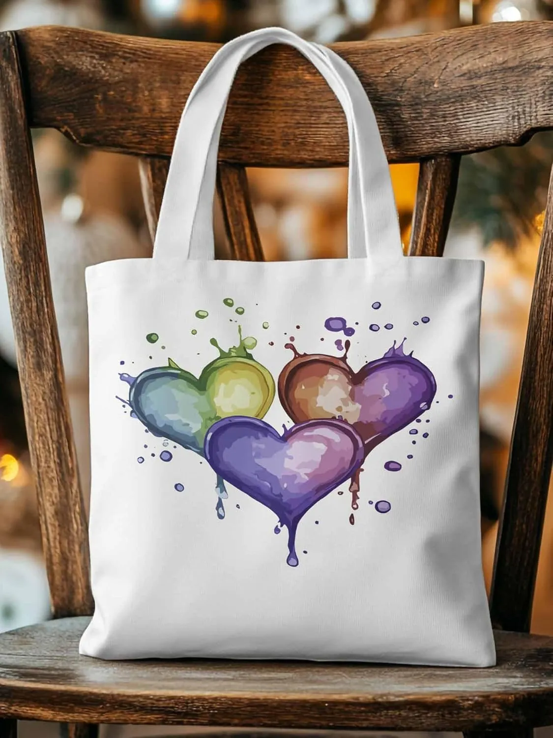 Canvas Tote Bag, Valentine's Day Aesthetic Canvas Tote Handbags for Women Shoulder Bag Graffiti Love Heart