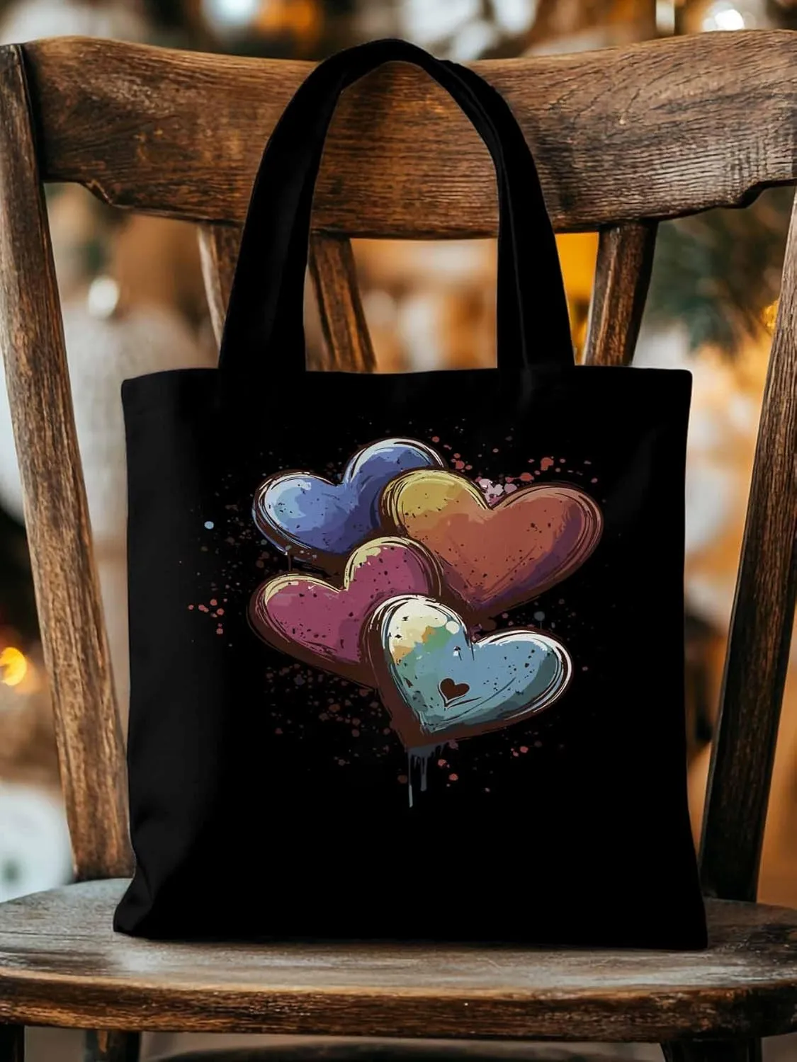 Canvas Tote Bag, Valentine's Day Aesthetic Canvas Tote Handbags for Women Shoulder Bag Love Hearts Modern