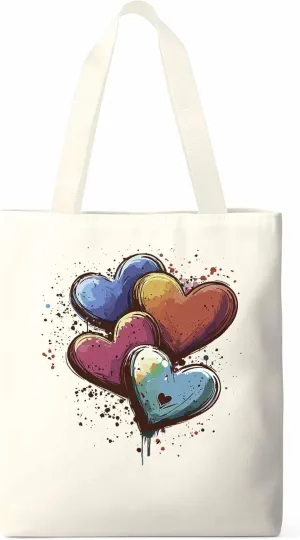 Canvas Tote Bag, Valentine's Day Aesthetic Canvas Tote Handbags for Women Shoulder Bag Love Hearts Modern