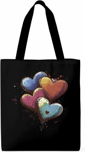 Canvas Tote Bag, Valentine's Day Aesthetic Canvas Tote Handbags for Women Shoulder Bag Love Hearts Modern