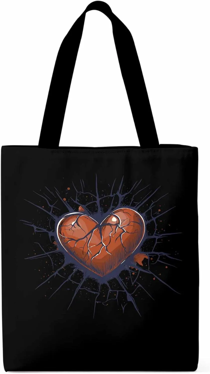 Canvas Tote Bag, Valentine's Day Crack Love Aesthetic Canvas Tote Handbags for Women Shoulder Bag
