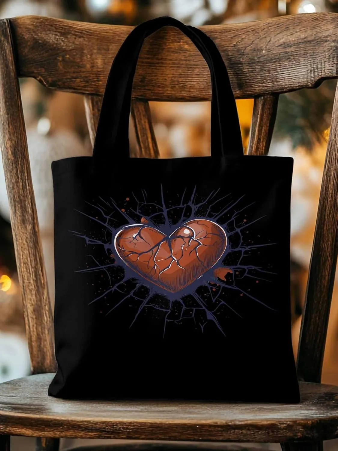 Canvas Tote Bag, Valentine's Day Crack Love Aesthetic Canvas Tote Handbags for Women Shoulder Bag