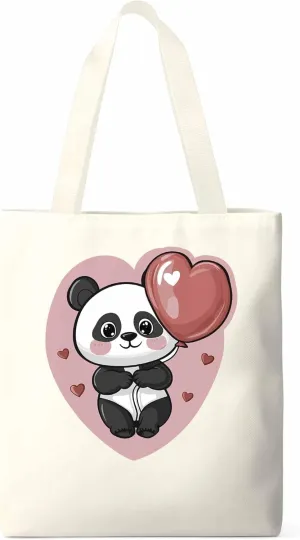 Canvas Tote Bag, Valentine's Day Cute Panda Aesthetic Canvas Tote Handbags for Women Shoulder Bag
