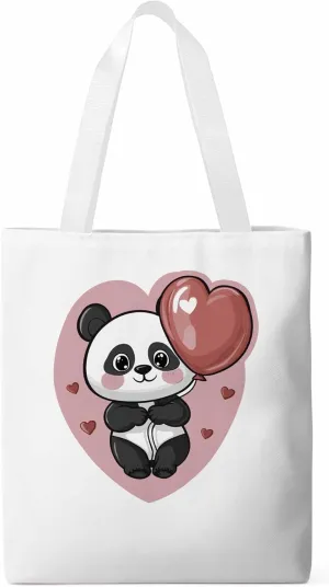 Canvas Tote Bag, Valentine's Day Cute Panda Aesthetic Canvas Tote Handbags for Women Shoulder Bag