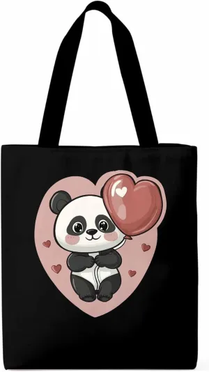 Canvas Tote Bag, Valentine's Day Cute Panda Aesthetic Canvas Tote Handbags for Women Shoulder Bag