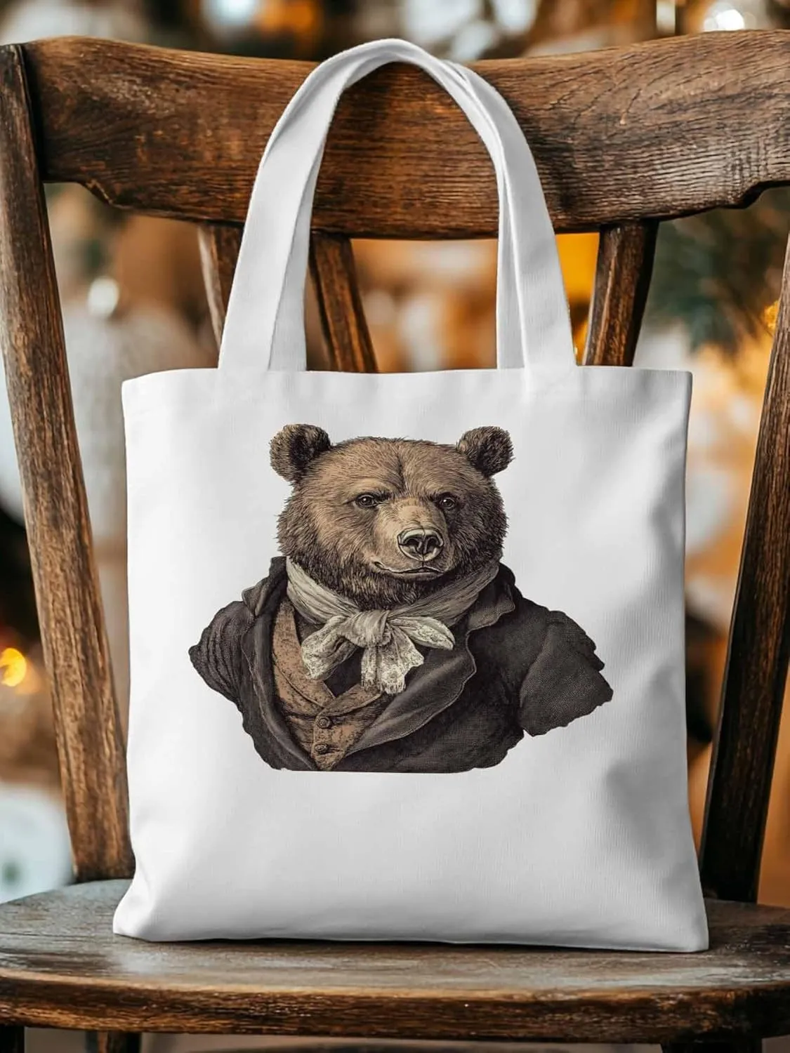 Canvas Tote Bag, Vintage Bears Print patterned Canvas Tote Handbags for Women Shoulder Bag,