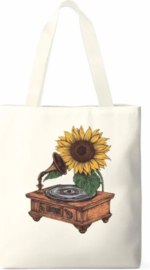 Canvas Tote Bag, Vintage Chic Sunflowers Print patterned Canvas Tote Handbags for Women Shoulder Bag,