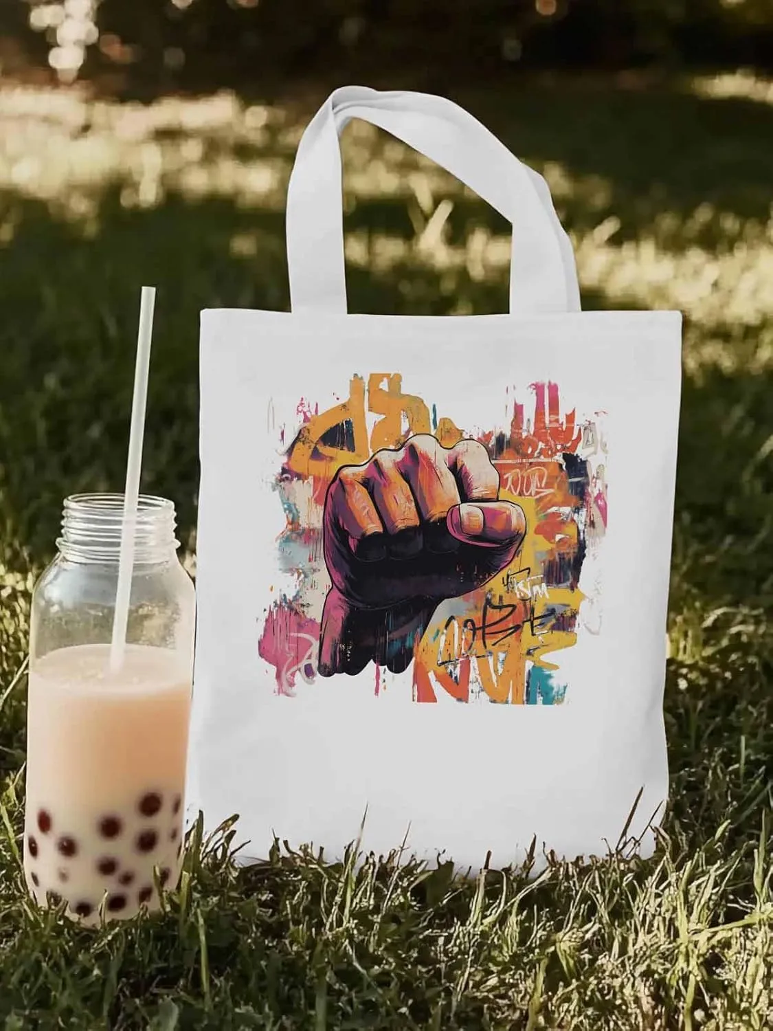 Canvas Tote Bag, Vintage Hands Graffiti patterned Canvas Tote Handbags for Women Shoulder Bag,