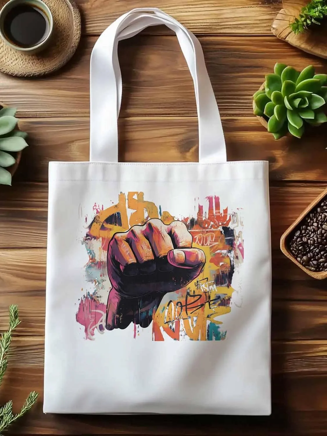 Canvas Tote Bag, Vintage Hands Graffiti patterned Canvas Tote Handbags for Women Shoulder Bag,