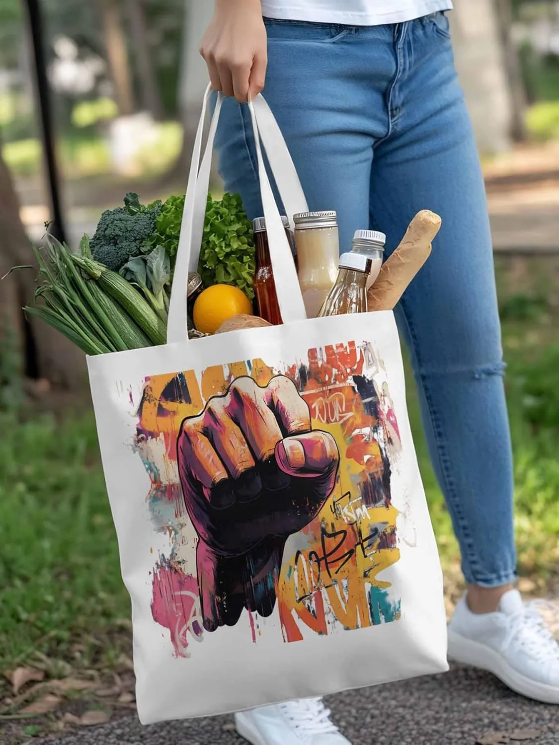 Canvas Tote Bag, Vintage Hands Graffiti patterned Canvas Tote Handbags for Women Shoulder Bag,