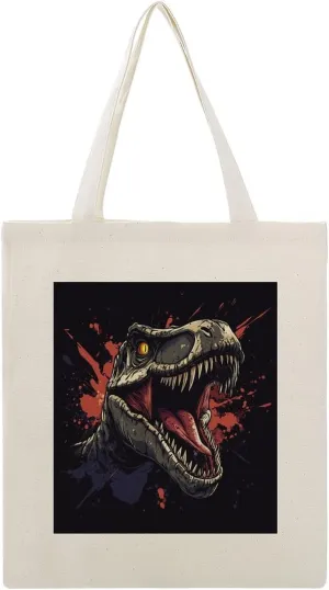 Canvas Tote Bag,Angry Dinosaur Handbags for Women Shoulder Bag