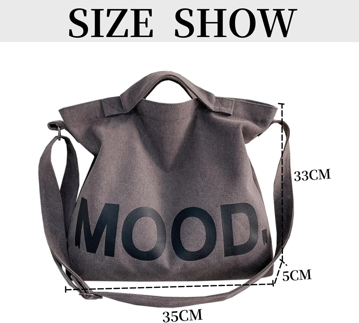 Canvas Tote Bag,Crossbody Shoulder Tote Bag for Women and Men Zipper Messenger Bag Travel Shoulder Bags Handbags