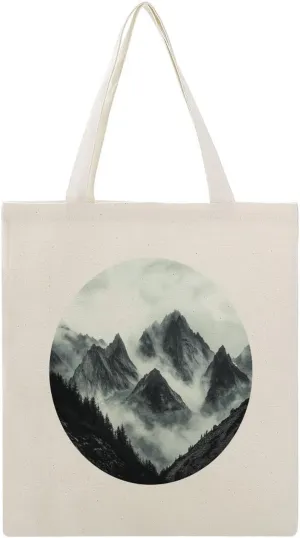 Canvas Tote Bag,Majestic Mountains Clouds And Mist Handbags for Women Shoulder Bag
