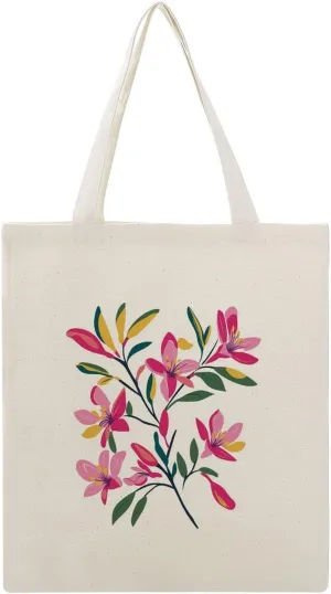 Canvas Tote Bag,Pink Japanese Andromeda Flowers Handbags for Women Shoulder Bag