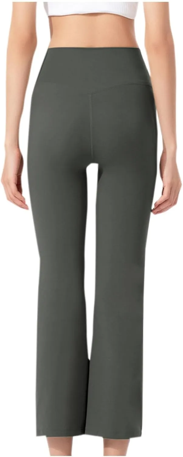 Capri Pants for Women Stretch Elastic High Waisted Wide Leg Capris Trousers Athletic Fitness Gym Yoga Leggings Active Apparel