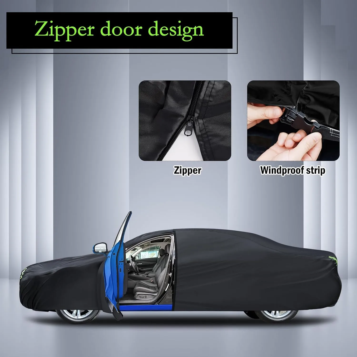 Car Cover Custom Fit for Dodge Charger 2006-2025, Waterproof All Weather Full Exterior Cover Rain Sun Hail Protector Car Cover with Door Zipper