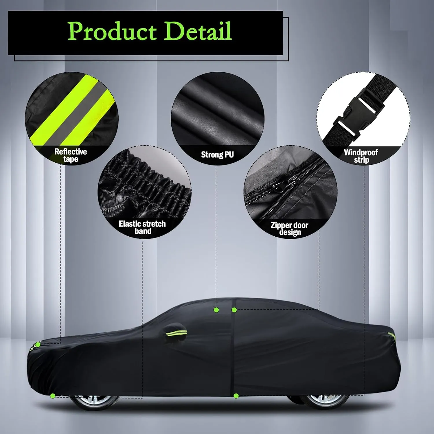 Car Cover Custom Fit for Dodge Charger 2006-2025, Waterproof All Weather Full Exterior Cover Rain Sun Hail Protector Car Cover with Door Zipper