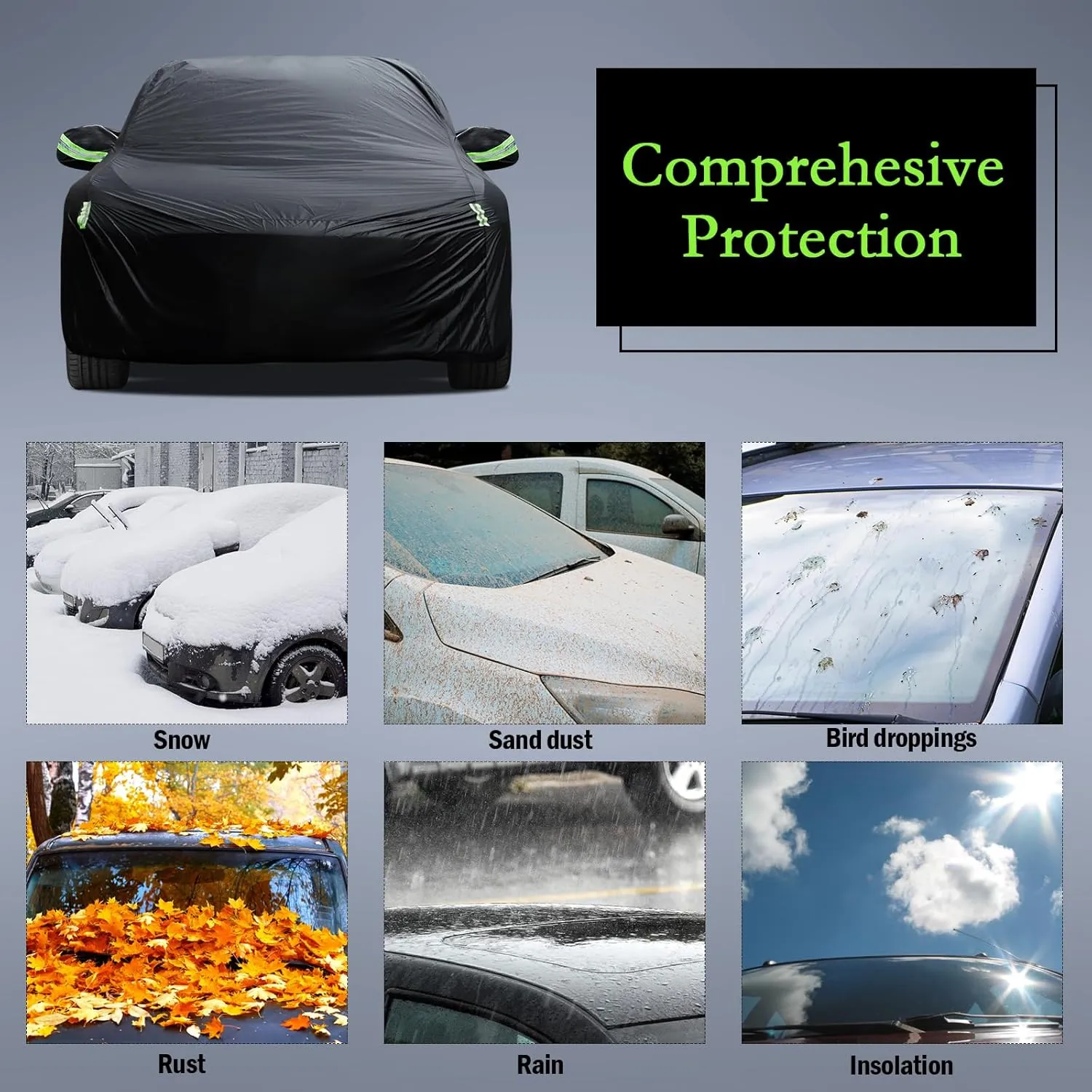 Car Cover Custom Fit for Dodge Charger 2006-2025, Waterproof All Weather Full Exterior Cover Rain Sun Hail Protector Car Cover with Door Zipper