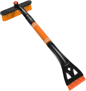 Car Snow Brush with Ice Scraper, Detachable Stretchable Snow Scraper with 360° Rotatable Brush, Automotive Multi-Functional Snow and Ice Removal Tool, Car Accessories (Orange)