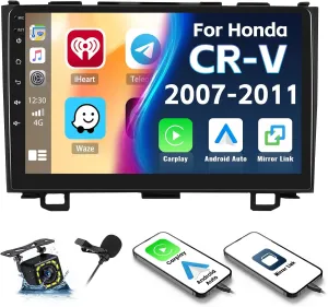 Car Stereo MP5 Player for Honda CRV 2007-2011 Car Radio with Apple Carplay Android Auto Mirror Link, 9" Touch Screen Car Radio with Bluetooth Backup Camera FM SWC Dual USB Input