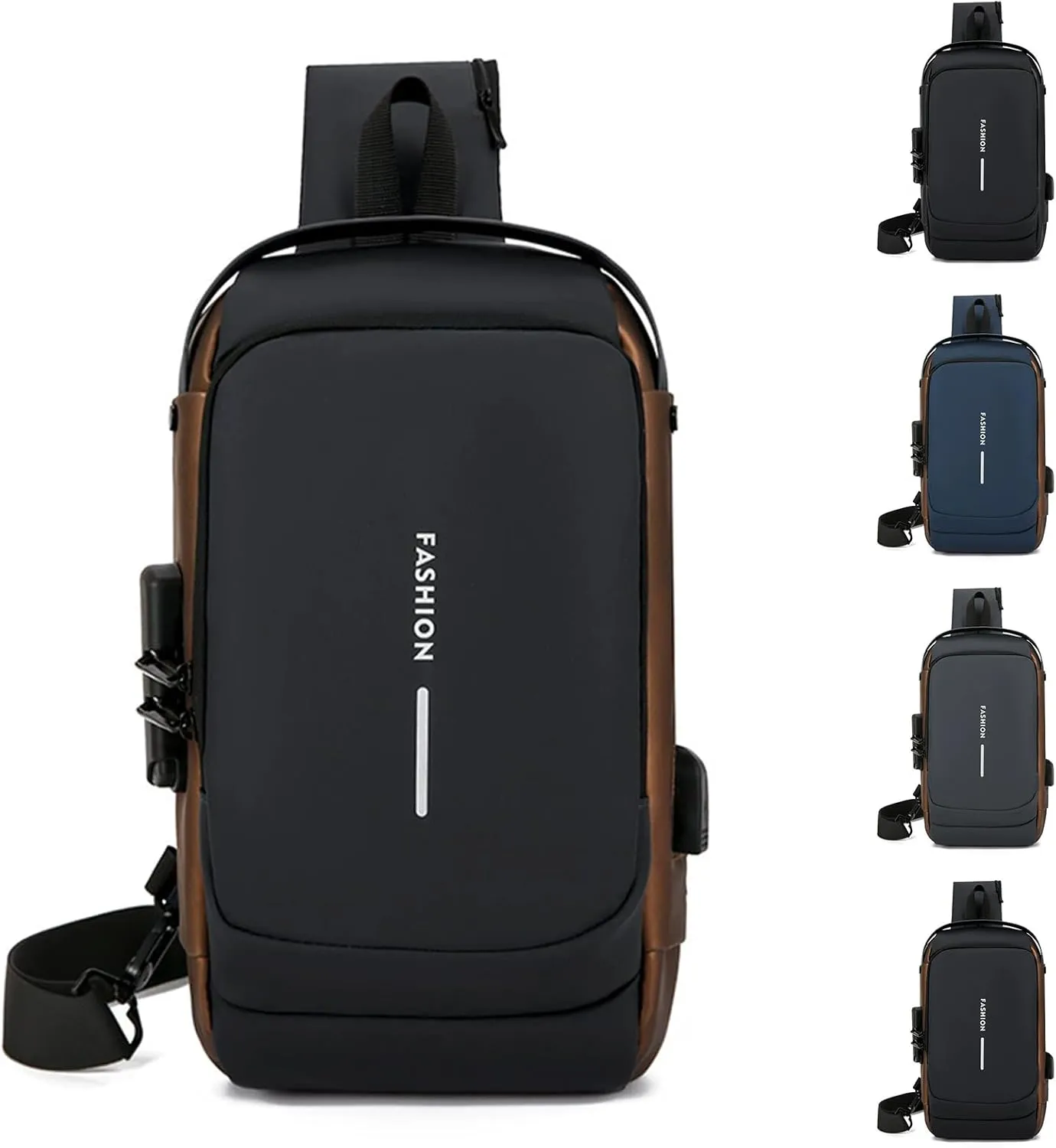 Carbon Fiber Streamline Anti-Theft Sling Bag, USB Charging Sport Sling, Waterproof Shoulder Sports Cross body Bag