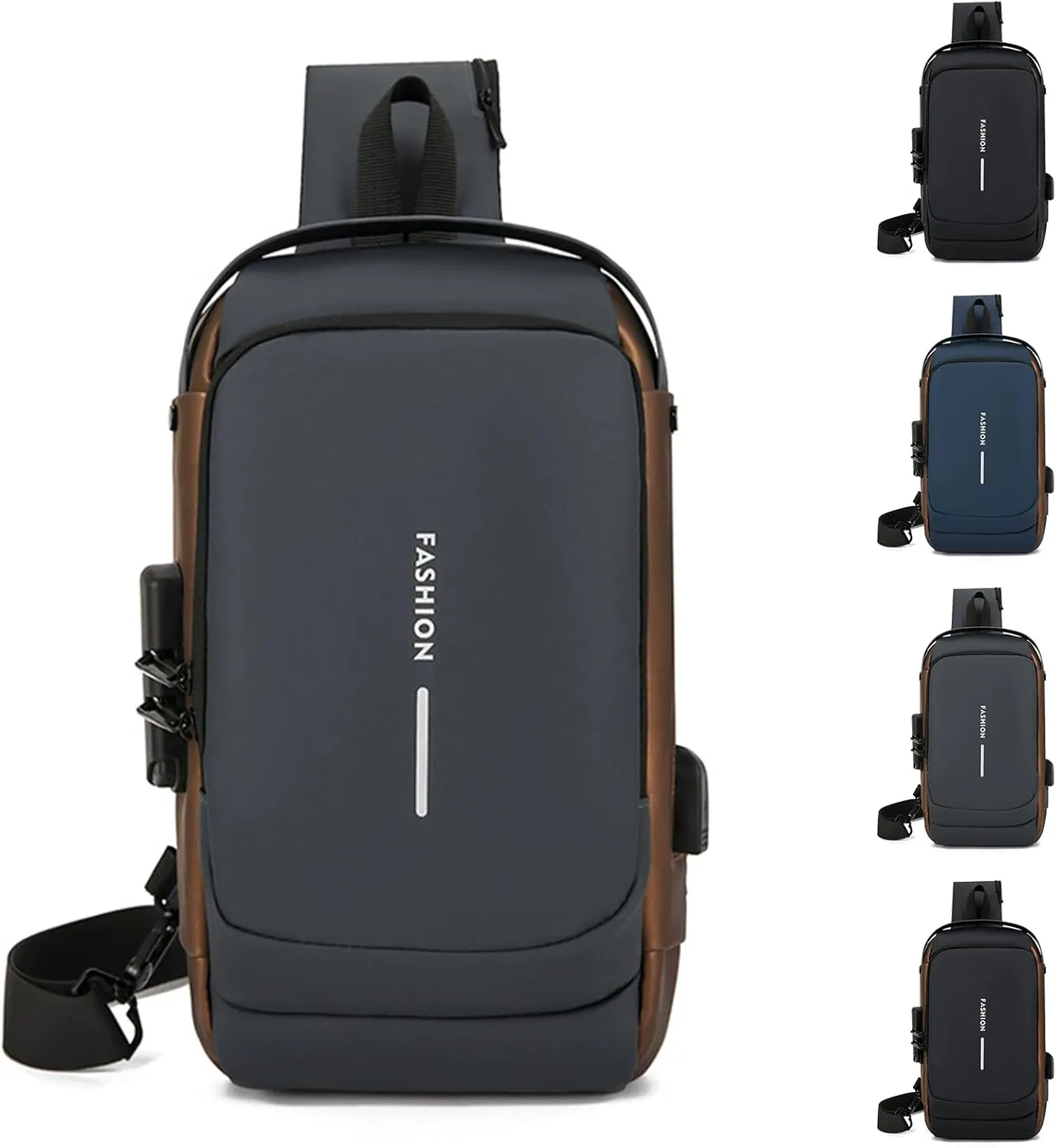 Carbon Fiber Streamline Anti-Theft Sling Bag, USB Charging Sport Sling, Waterproof Shoulder Sports Cross body Bag