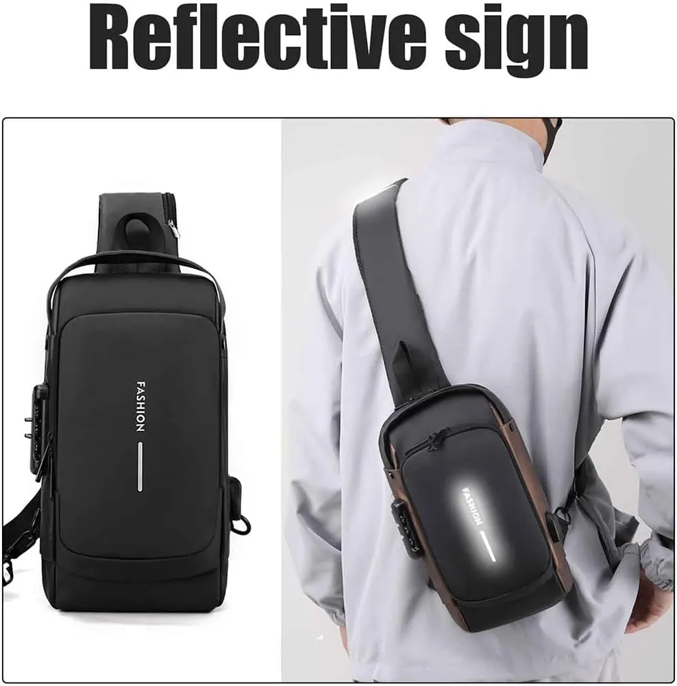 Carbon Fiber Streamline Anti-Theft Sling Bag, USB Charging Sport Sling, Waterproof Shoulder Sports Cross body Bag