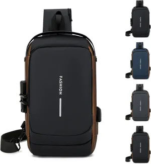 Carbon Fiber Streamline Anti-Theft Sling Bag, USB Charging Sport Sling, Waterproof Shoulder Sports Cross body Bag