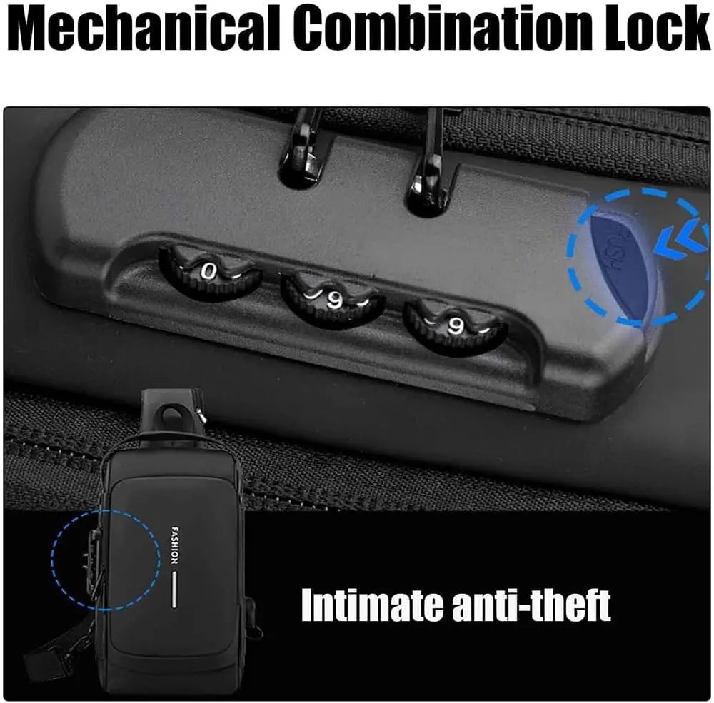 Carbon Fiber Streamline Anti-Theft Sling Bag, USB Charging Sport Sling, Waterproof Shoulder Sports Cross body Bag
