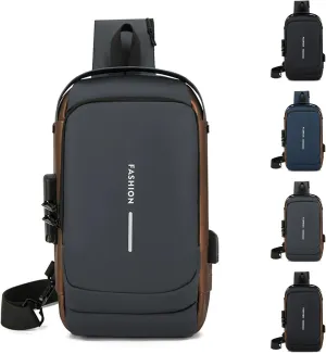Carbon Fiber Streamline Anti-Theft Sling Bag, USB Charging Sport Sling, Waterproof Shoulder Sports Cross body Bag