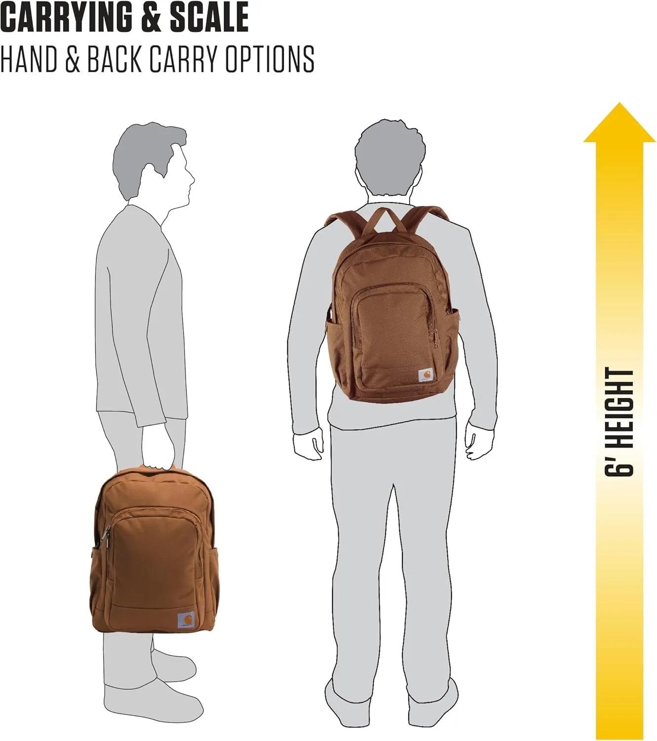 Carhartt 25L Classic Backpack, Durable Water-Resistant Pack W/ 15" Laptop Sleeve and Multiple Compartments, Black, PFAS Free
