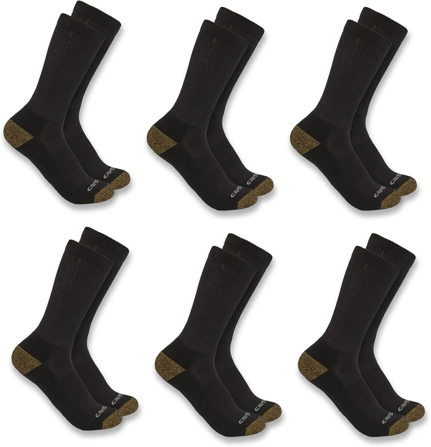 Carhartt Men's Midweight Synthetic Blend Crew Sock 6 Pack